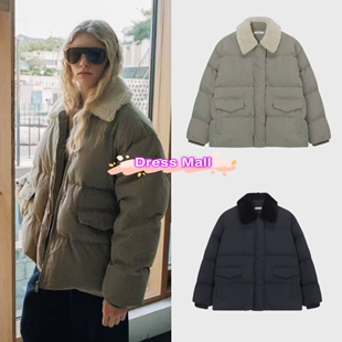 折扣现货 monoha 25秋冬新款宽松休闲毛领面包服翻领羽绒服外套女