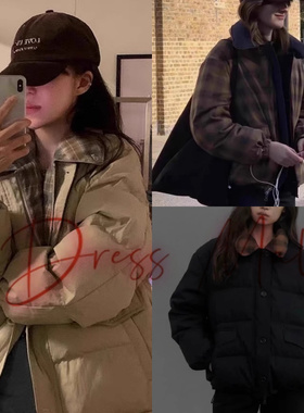 国内现货 LOVE USU/object 2024春季新款 双面穿格纹羽绒服外套女