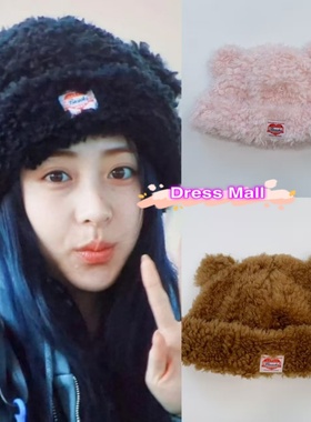 现货basicks 许允真名井楠同款可爱小熊毛绒耳朵羊羔毛保暖护耳帽