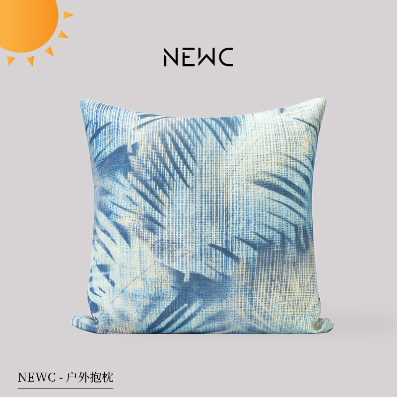 新宸优品户外防晒防泼水抱枕高级酒店庭院露台沙发蓝色靠垫腰枕套