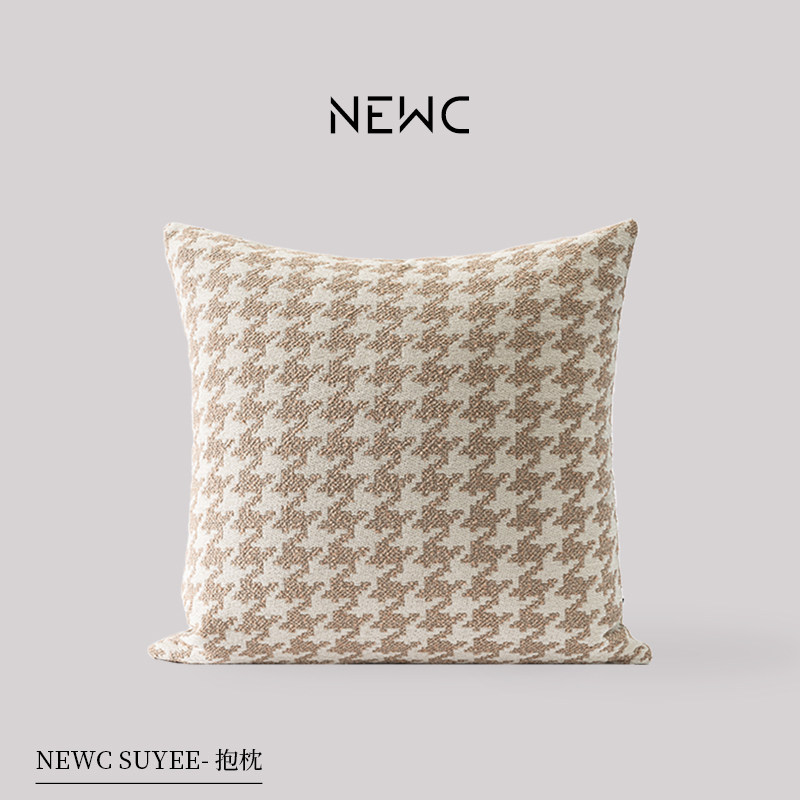 NEWC新宸优品抱枕床头提花千鸟格