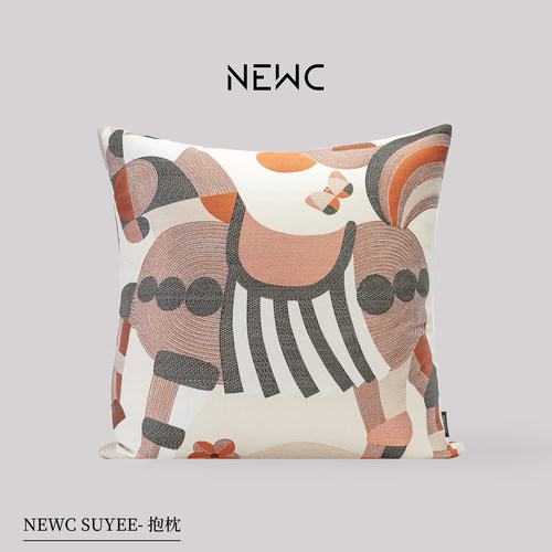 新宸优品 现代简约轻奢抱枕高级感客厅沙发床头橙色马刺绣大靠垫