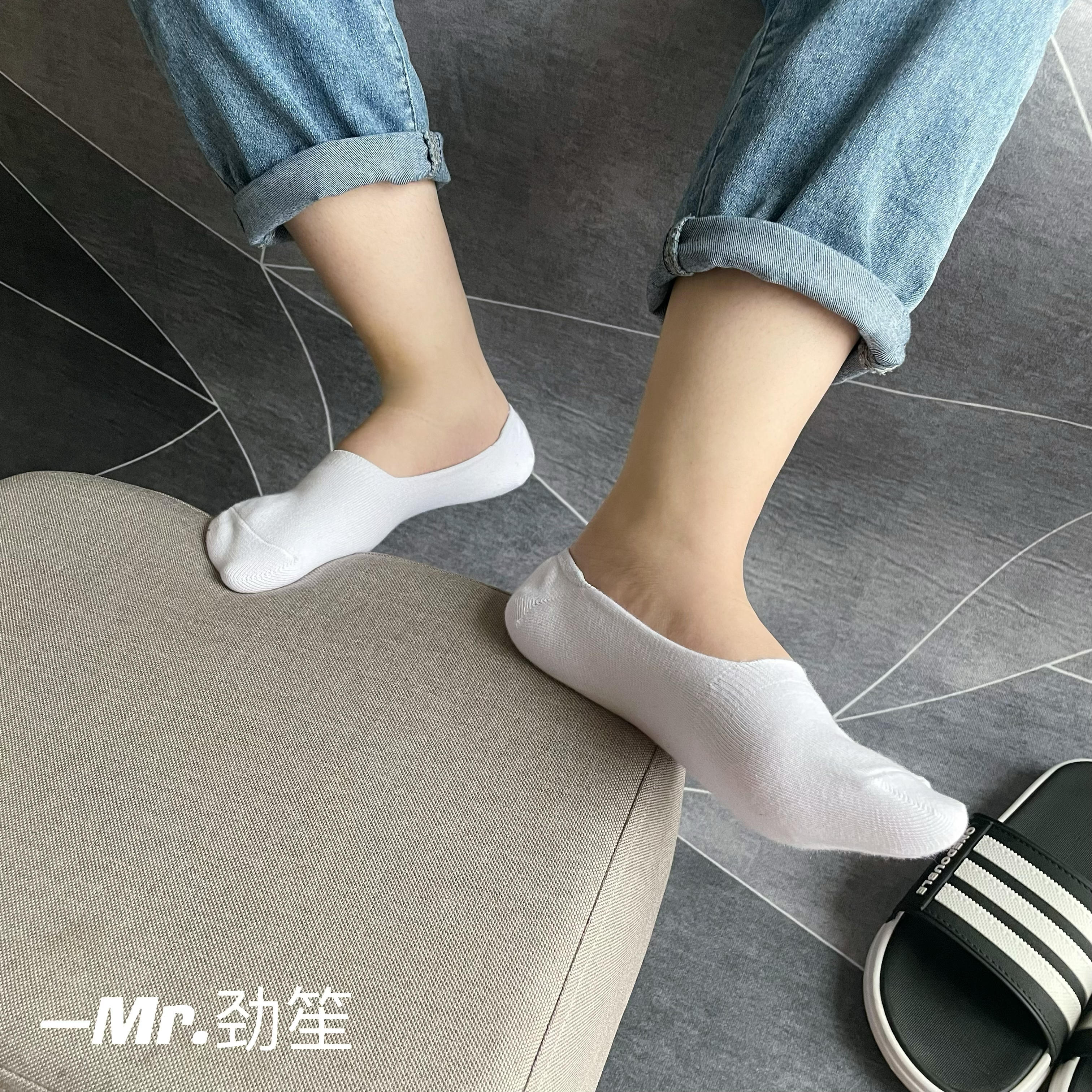 劲笙4双装男子夏季薄款纯棉船袜纯色休闲简约防掉隐形袜