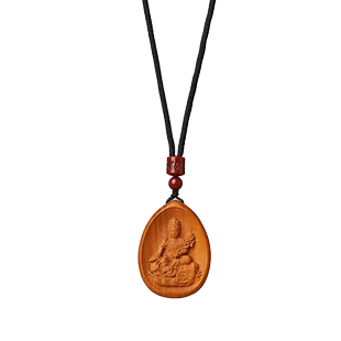 天然真桃木十二生肖本命佛吊坠木质普贤菩萨挂件男女士护身符饰品