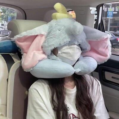 小飞象U型枕连帽女学生办公午室睡行旅可枕便携爱坐车DXA护颈枕可