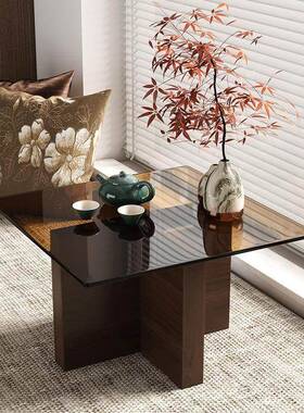 矮桌家用榻榻矮米玻璃桌现代简约阳台飘窗小茶几网52364实木小红