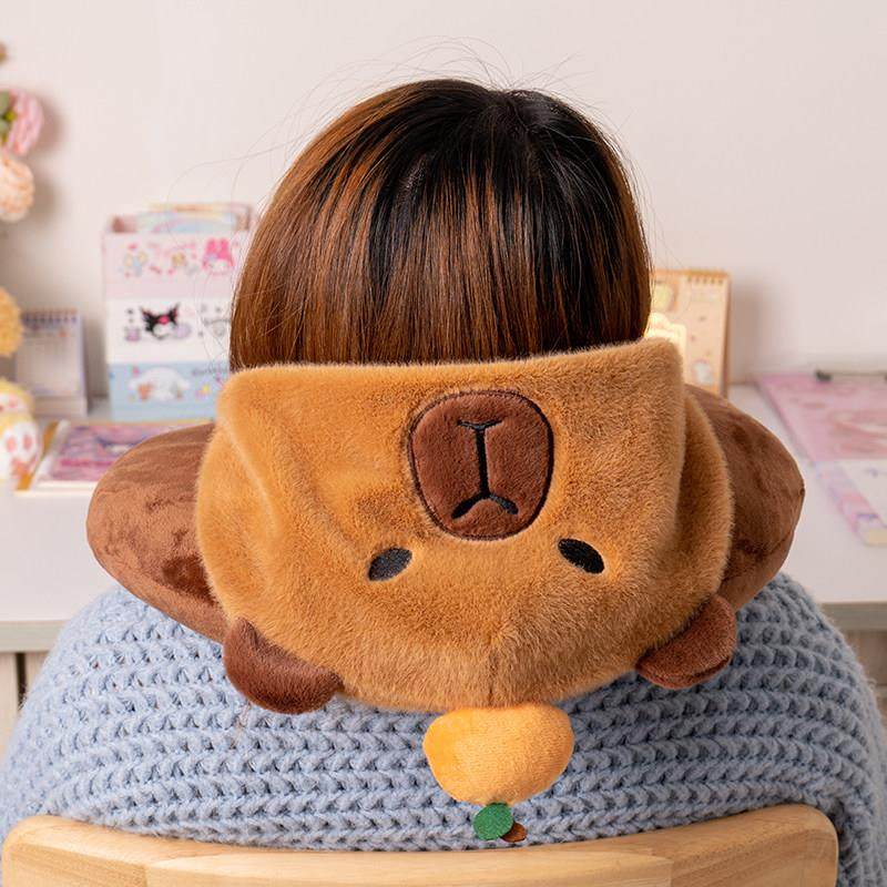 可爱水豚型连yxt23103帽枕卡皮U拉带帽子护枕学生办公巴室午颈睡,床上用品,U型枕/便携枕,淘宝优惠券,粉丝福利购,淘宝优惠卷