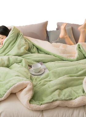 双层羊羔123333绒子法兰珊瑚绒毯毯冬空季加厚盖腿毯保暖毯毛调毯