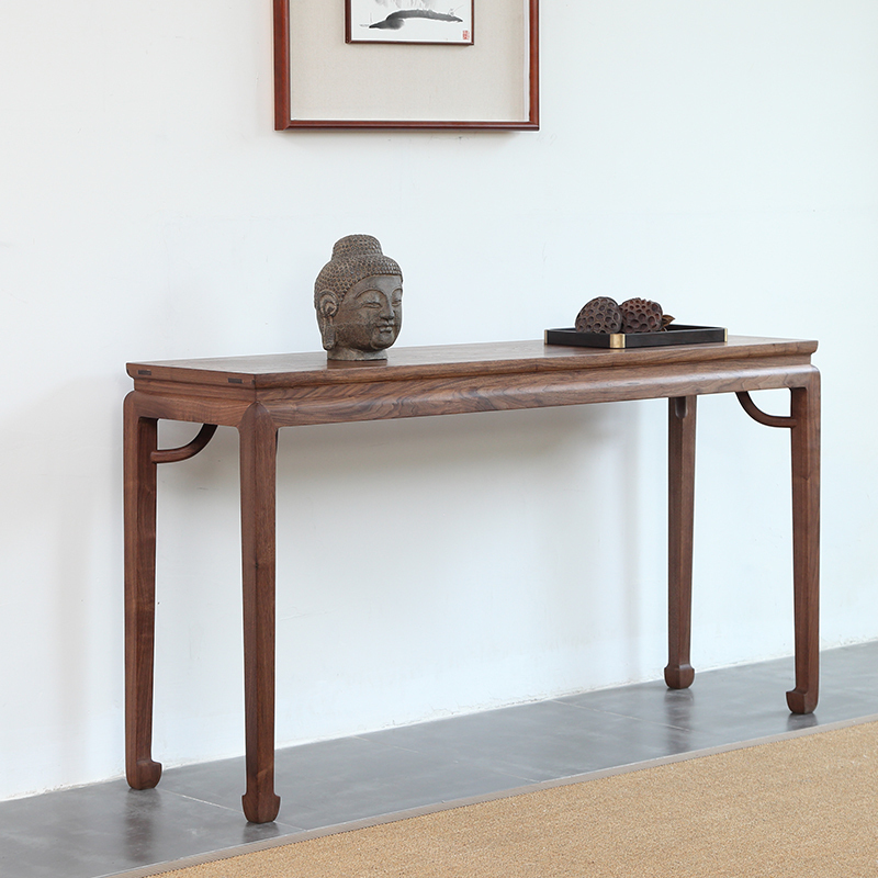 新中式玄关台老榆木禅意入户端景玄关桌条几靠墙供桌条案台佛台