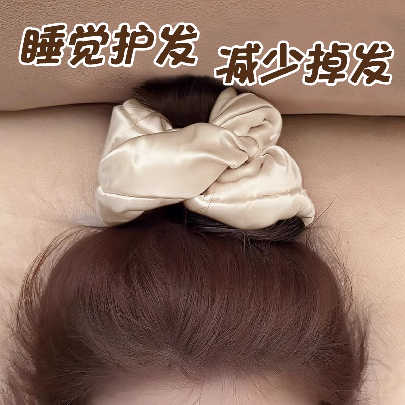 2025新款高级感枕头kitsch大肠发圈女超大睡眠洗脸丸子头真丝头绳