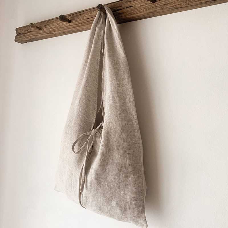 新款直销麻布袋小众设计感单肩包中式亚麻粗布混纺手提袋文艺购物