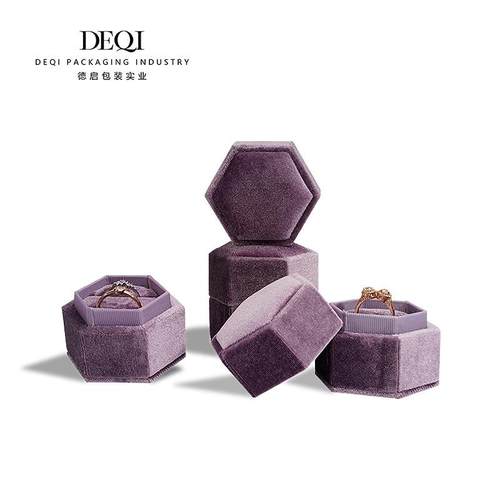 新款直销高档南韩绒丝绒大号六角首饰盒戒指吊坠婚礼饰品礼盒珠宝