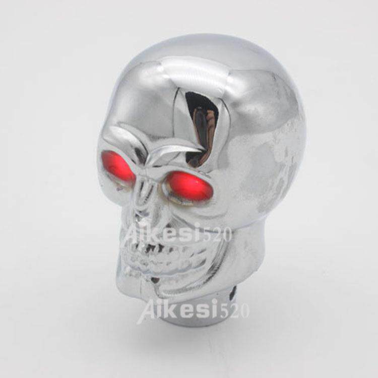 新款直销汽车改装骷髅头排挡头带灯金属个性鬼头波挡头排档拉杆波