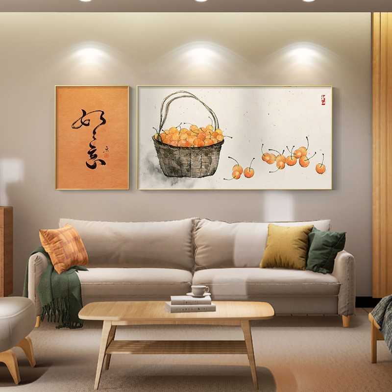 新款直销柿柿如意装饰画新中式客厅沙发背景墙挂画现代日式画餐厅图片