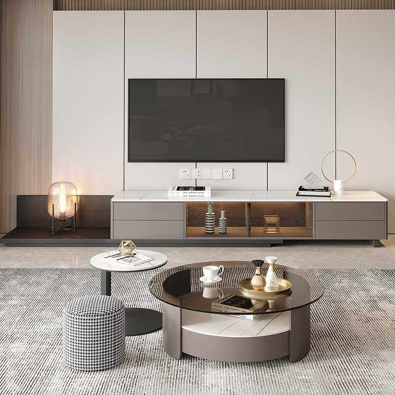 新款直销岩板茶几电视柜组合现代简约新款客厅意式极简风钢化玻璃,住宅家具,茶几+电视柜,淘宝优惠券,粉丝福利购,淘宝优惠卷