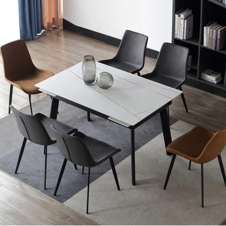 新款直销岩板伸缩餐桌家用小户型现代简约折叠餐桌椅轻奢岩板餐桌