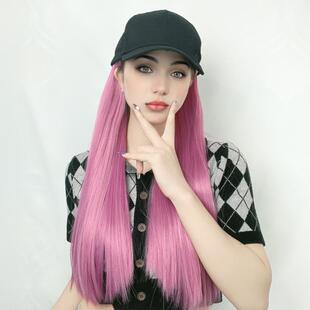 新款直销跨境假发现货假发女长发帽子一体式夏季遮阳仿真发透气鸭