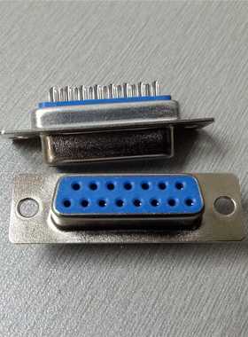 新款直销蓝色DB15PIN两排焊线式母头连接器 VGA母座 DB15PIN母座