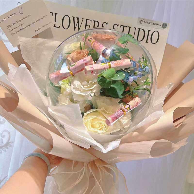 新款直销520玫瑰地摊花束网红波波球气球闪光发光球包花泡泡球8,鲜花速递/花卉仿真/绿植园艺,仿真花,淘宝优惠券,粉丝福利购,淘宝优惠卷