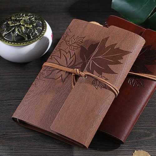 新款直销复古创意便捷枫叶笔记本牛皮纸文艺简约学生手账本日记本