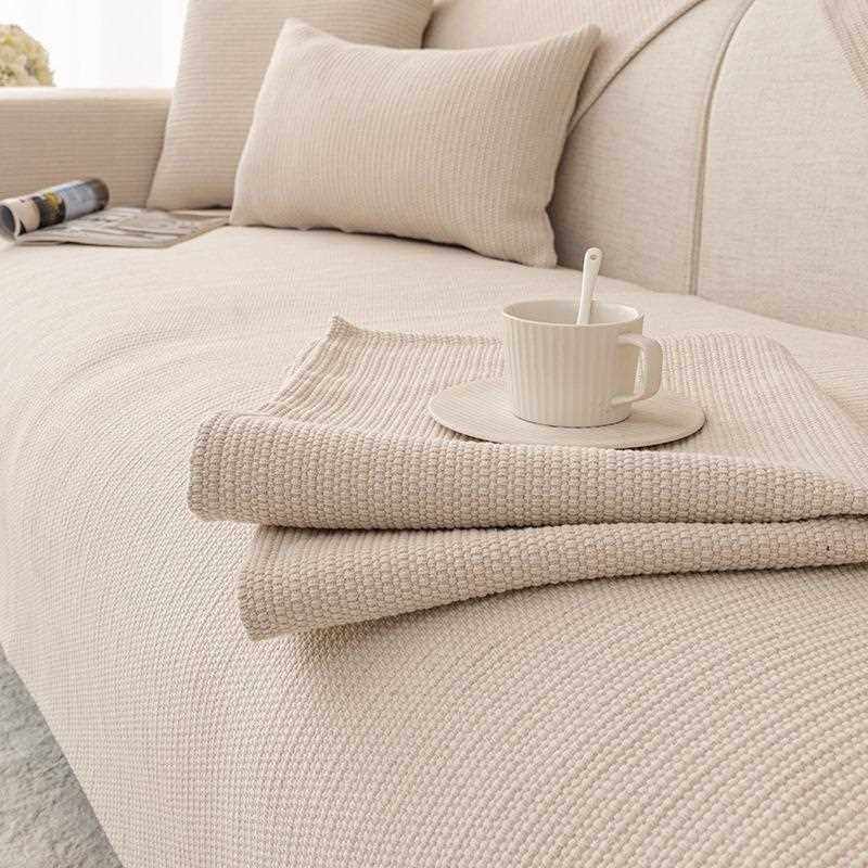 新款直销棉麻沙发垫四季通用防滑亚麻粗布坐垫子纯色布艺简约沙发