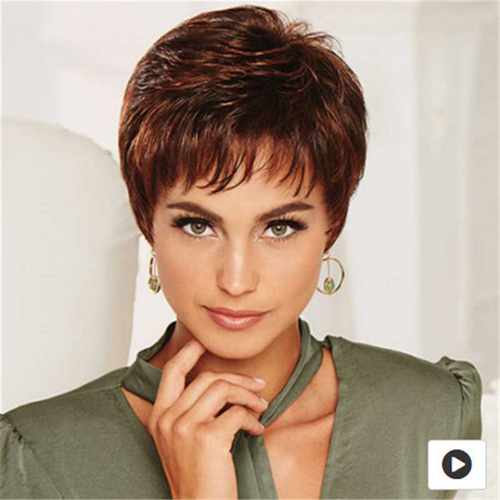 新款直销2025亚马逊欧美假发中分短直发棕色女士短发化纤高温丝假