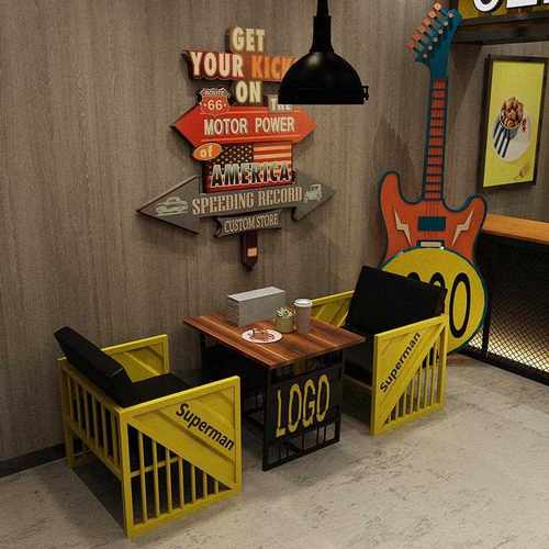 新款直销美式复古卡座 咖啡厅酒吧铁艺集装箱沙发做旧工业风沙发