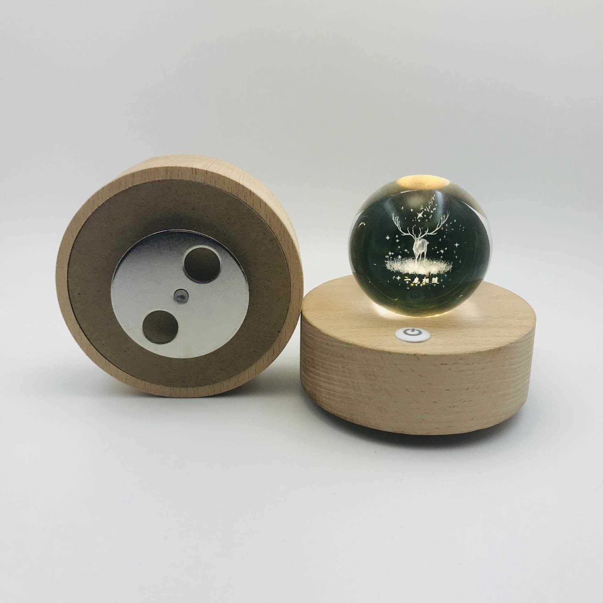 新款直销圣诞节灯饰木底座榉木灯底座水晶球底座木制音乐盒底座简