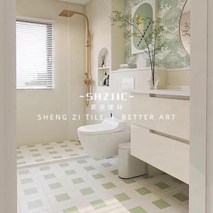 新款 卫生间墙砖地砖牛油果绿瓷砖网红卡通小花砖厨房阳台 直销日式