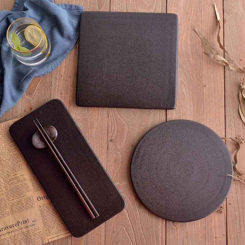 新款直销黑色耐划磨砂陶瓷寿司盘平板餐盘甜点摆盘小吃蛋糕摆盘早,厨房/烹饪用具,烧烤盘,淘宝优惠券,粉丝福利购,淘宝优惠卷