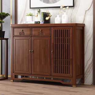 新款直销新中式实木鞋柜大容量家用多功能双开门玄关柜现代风格进