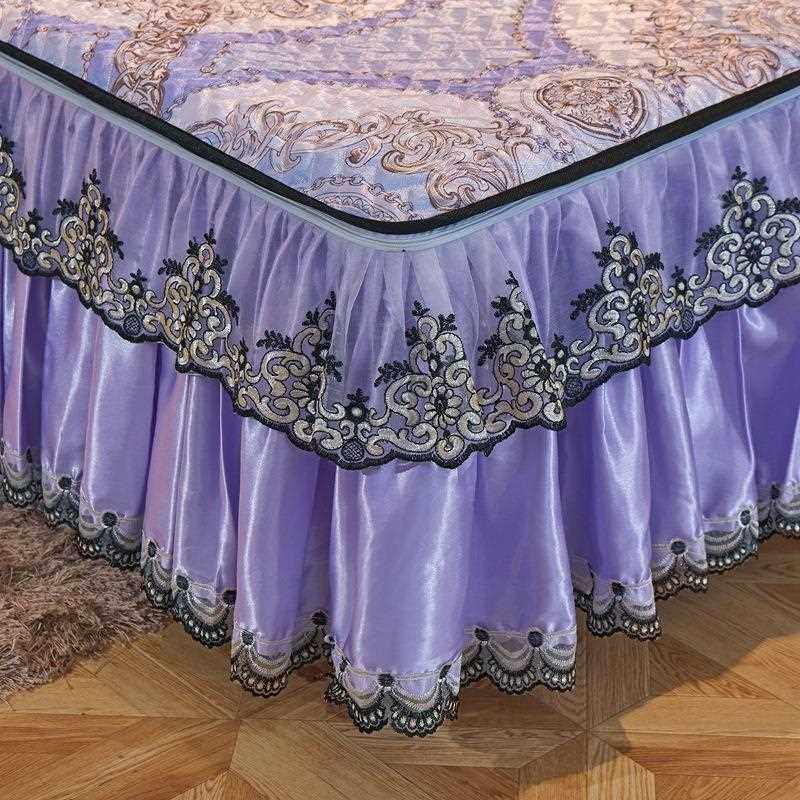 新款直销冰丝席三件套床裙款欧式蕾丝边可拆卸夏季夹棉软席可折叠