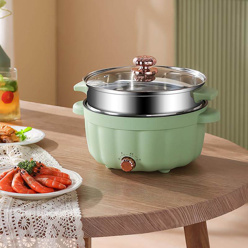 新款直销小型电煮锅家用蒸煮一体电火锅宿舍寝室煎炒不粘小电锅电