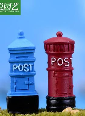 新款直销zakka风 苔藓微景观树脂摆件 怀旧邮筒 小邮箱 欧洲复古