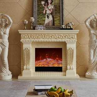 新款直销1.5米欧式实木壁炉装饰柜 美式奶油风别墅家用客厅仿真火