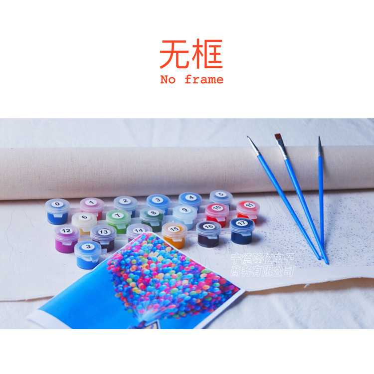 新款直销黄色风景DIY数字油画无框组合框绷好内框款式多1件8