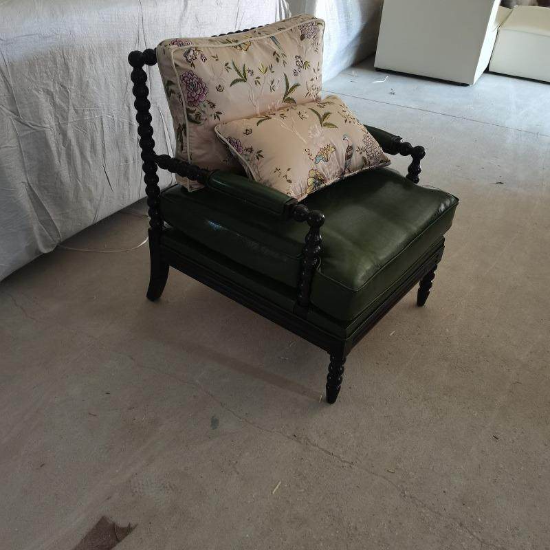 新款直销美式乡村休皮艺单人沙发客厅别墅闲椅法式实木沙发椅麻布