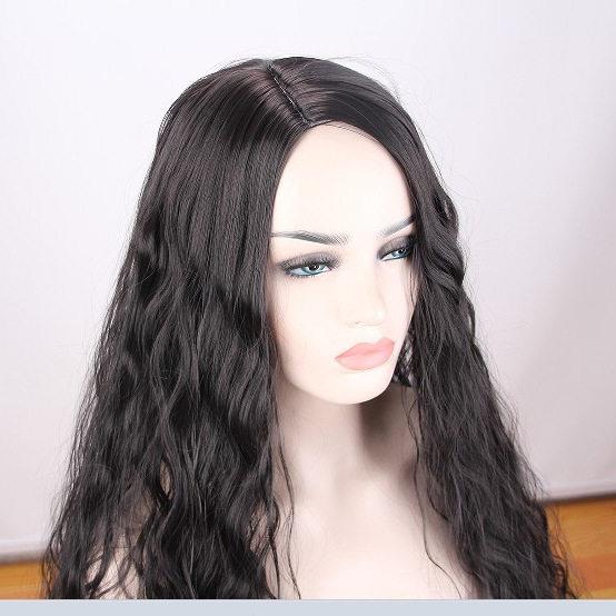 新款直销羊毛卷假发欧美假发女 淡金色wig黑色 酒红色中分玉米烫