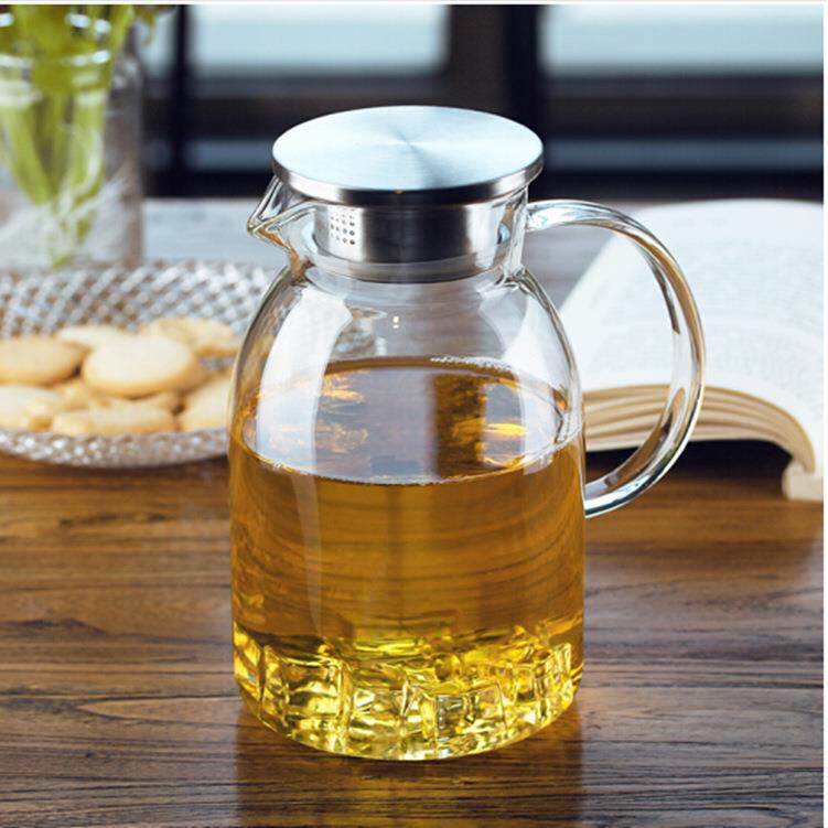 新款直销冷水壶花茶壶玻璃泡茶壶不锈钢盖大容量茶具凉水壶果汁扎