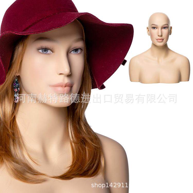 新款直销模特头女欧美假人女头模假发展示首饰摄影拍照道具玻璃钢