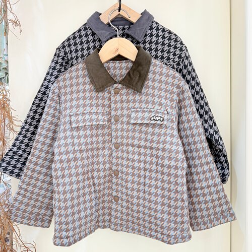 lilysally粒粒仔千鸟格复古翻领棉服1649男童时尚百搭外套