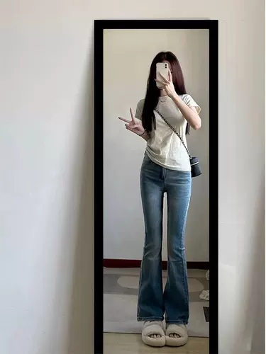 Приталенные небольшие джинсы, дизайнерские эластичные штаны, подходит для подростков, высокая талия, тренд сезона, свободный прямой крой