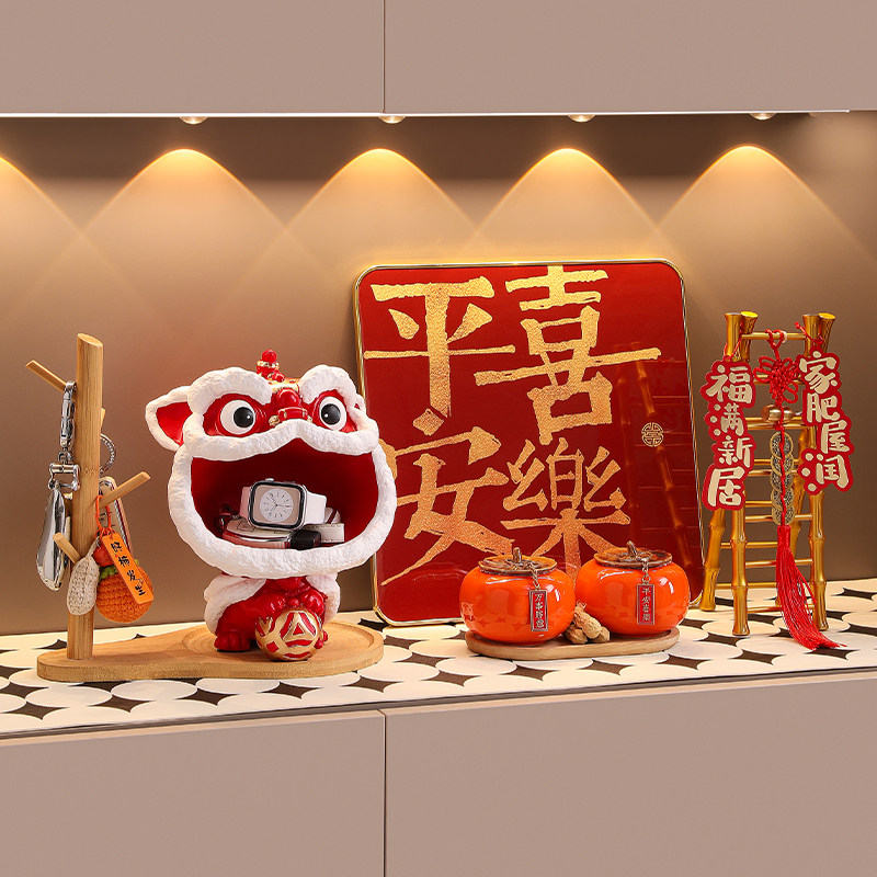 国潮醒狮入户门玄关钥匙收纳摆件过年喜庆乔迁新居装饰品新年贺礼