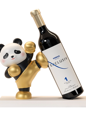 城岸心语熊猫酒架摆件家居饰品装