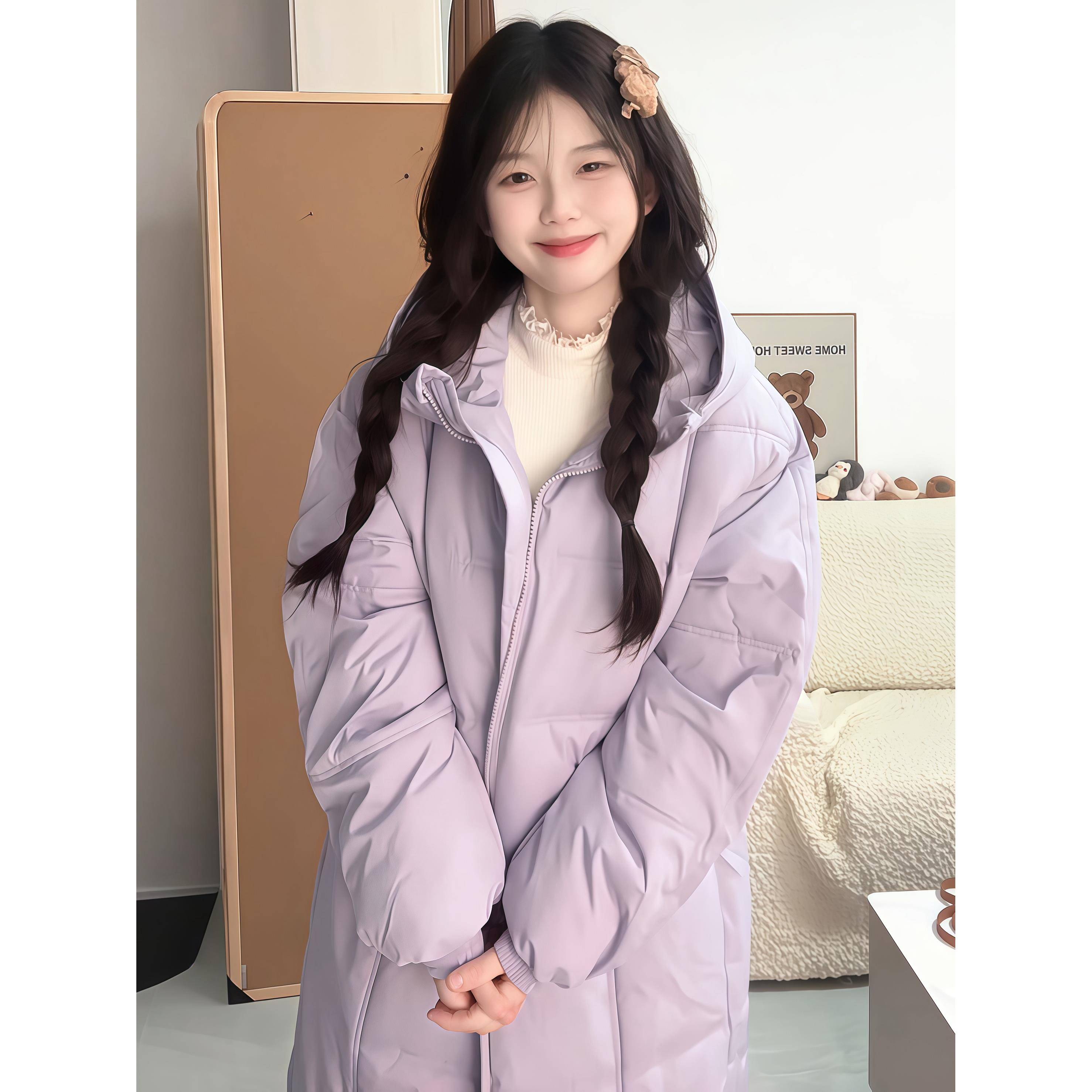 冬季棉服女中长款2025新款学生宽松棉衣韩版加厚过膝保暖羽绒棉袄