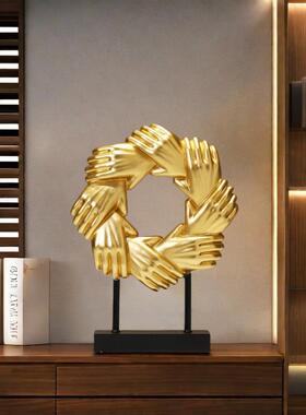 板合作共赢诚手摆件老办公室QTC-HZGY握桌面摆设信酒柜装饰品乔迁