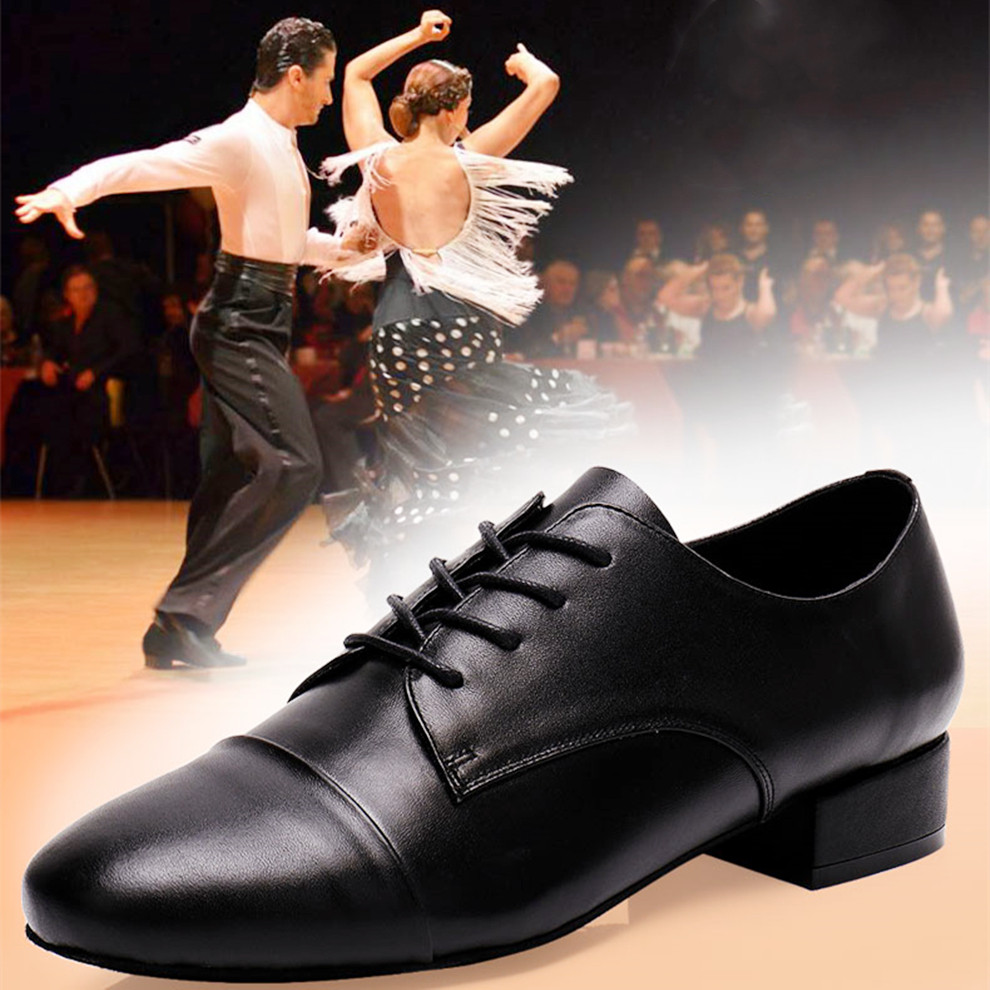 教师软底舞蹈鞋黑色低跟广场舞鞋真皮爵士摩登拉丁国标交谊跳舞鞋