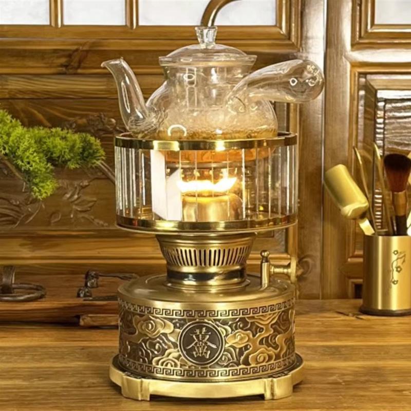 空气灯煮茶炉老式潮汕纯铜明火煤油烧水壶灯精品高档功夫茶具整套