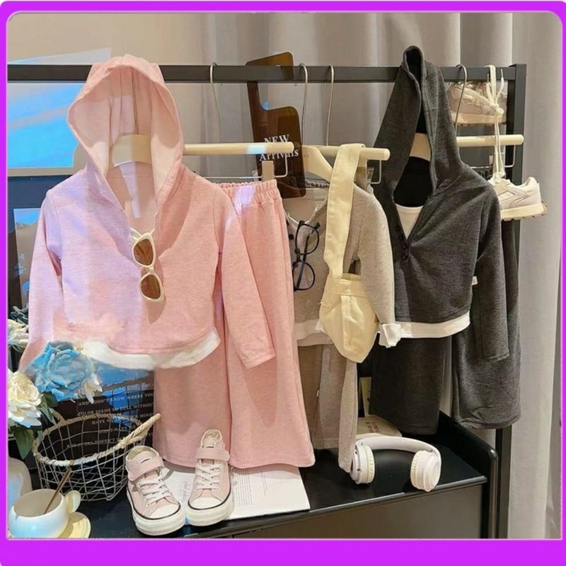 品牌清仓休闲打底假两件套装童装女童连帽衫套装阔腿裤中童春秋款,童装/婴儿装/亲子装,套装,淘宝优惠券,粉丝福利购,淘宝优惠卷