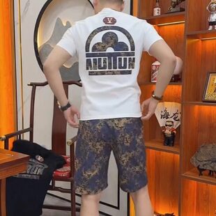 t恤潮搭帅气两件套学生男五分运动短裤 男短袖 高级感休闲套装 夏季